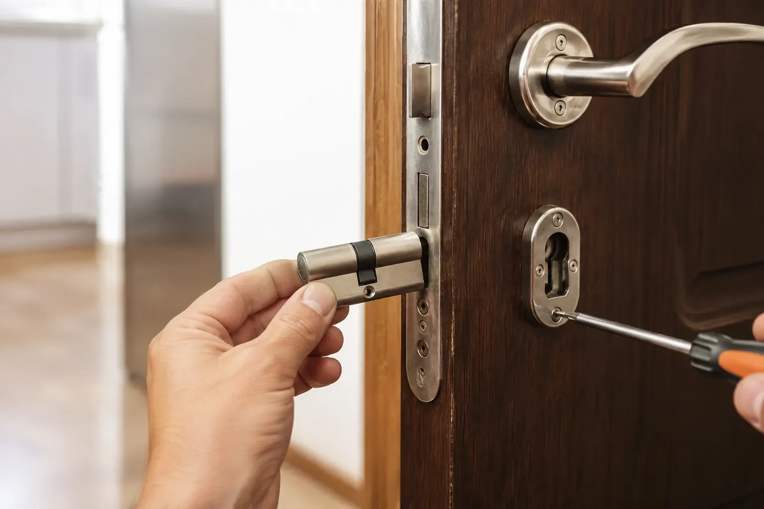 Remplacement d'un cylindre de serrure par un professionnel