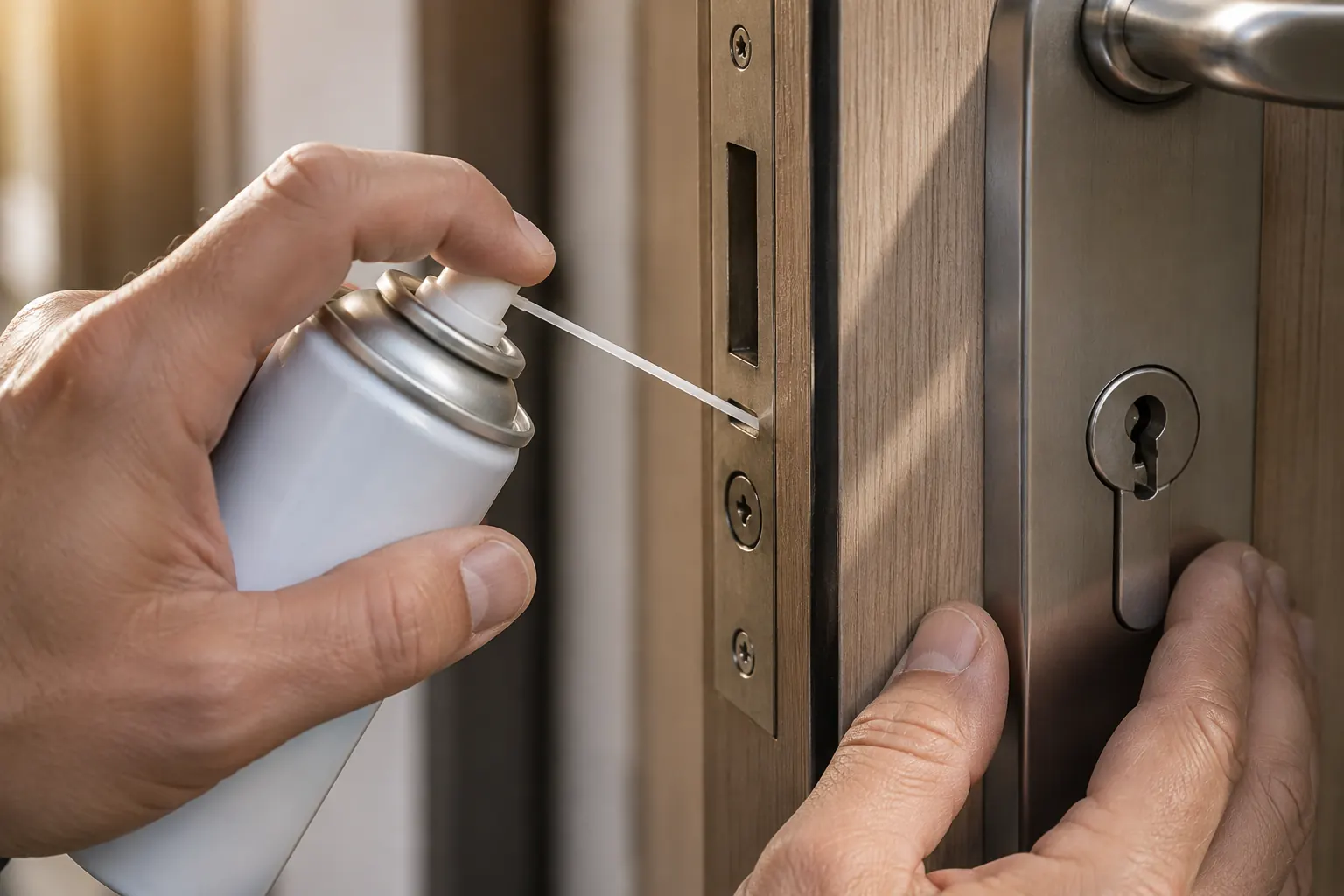Lubrification d'une serrure de porte d'entrée